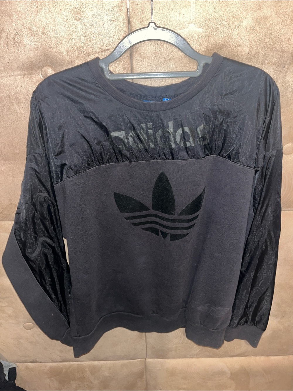 adidas Black Tonal Trefoil Crewneck Sweatshirt